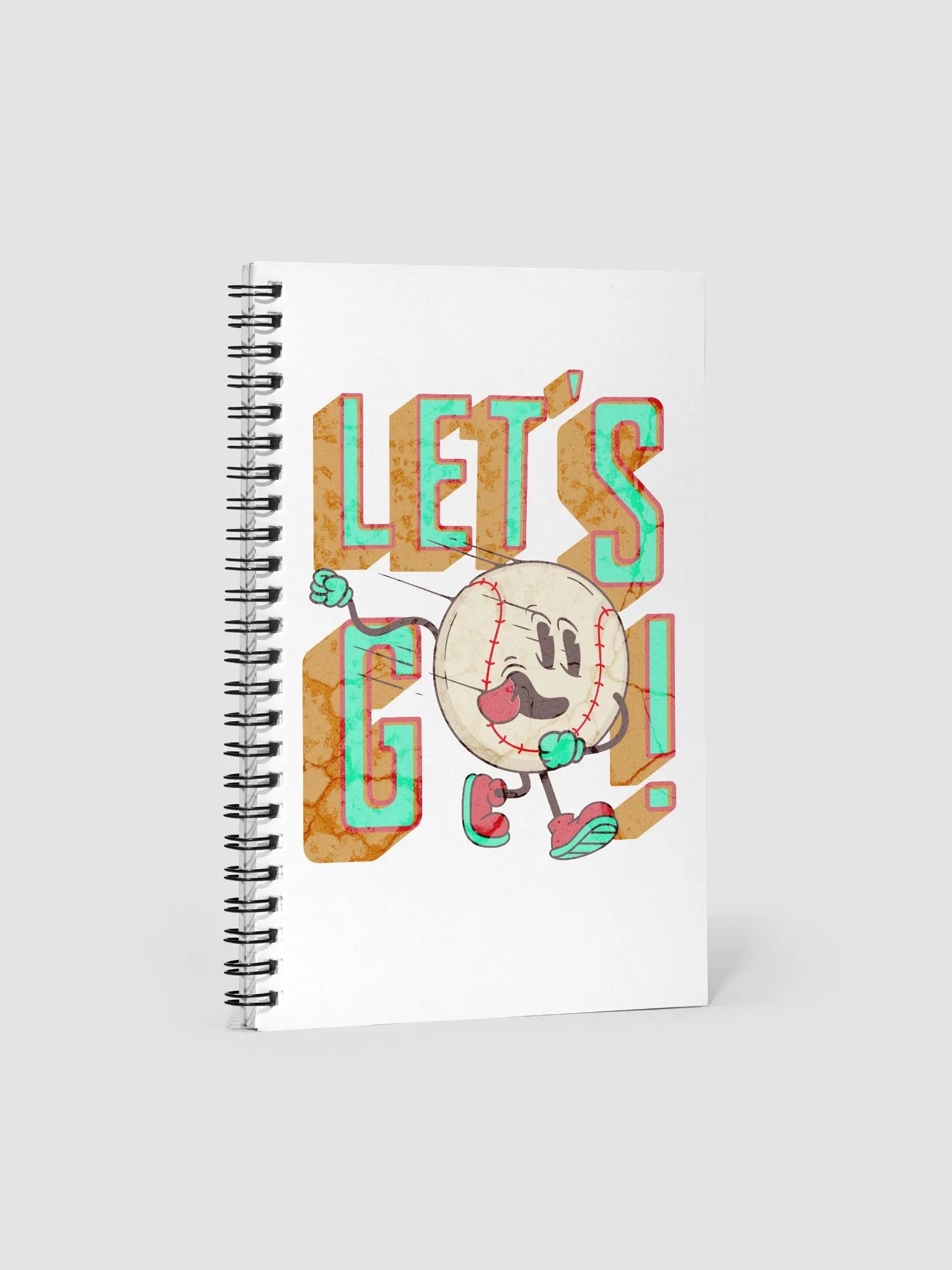 Lets Go Baseball Mascot Cheerful Spiral Notebook product image (1)