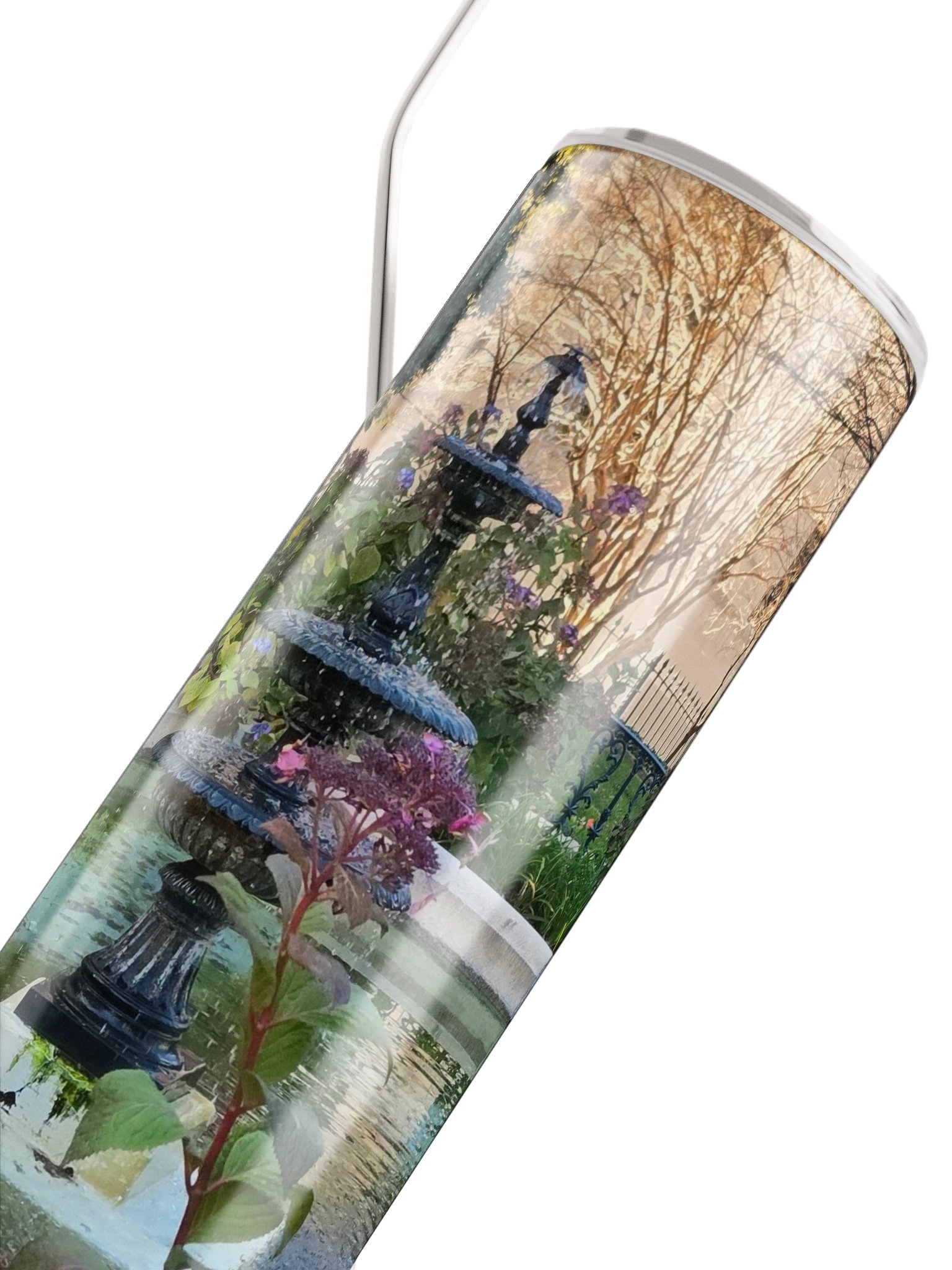 Purple Flowers Water Fountain Stainless Steel Tumbler product image (4)