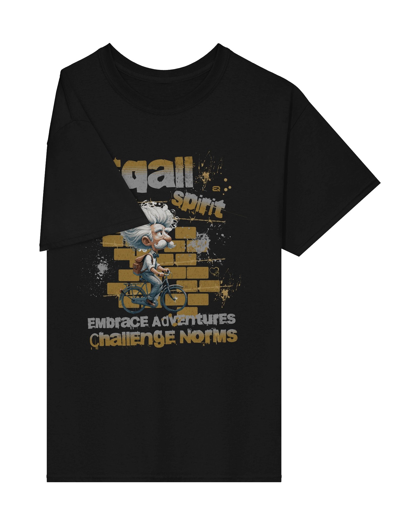 Whimsical Urban Cyclist Vibes Heavyweight 100% Cotton T-shirt by EQALL® Originals_Mustard_Grey product image (2)