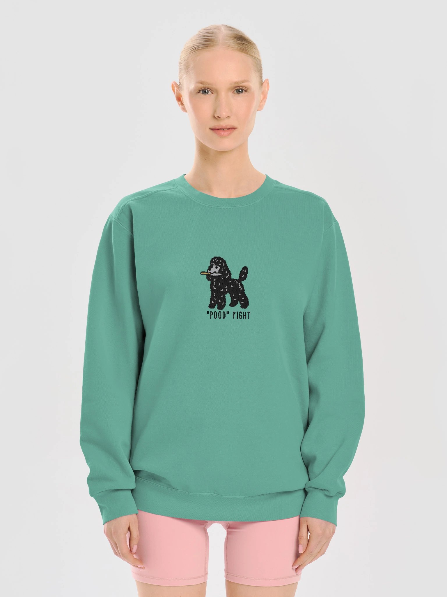 Pood Fight Funny Chibi-Style Embroidered Premium Sweatshirt for Poodle(Black) Owners product image (29)