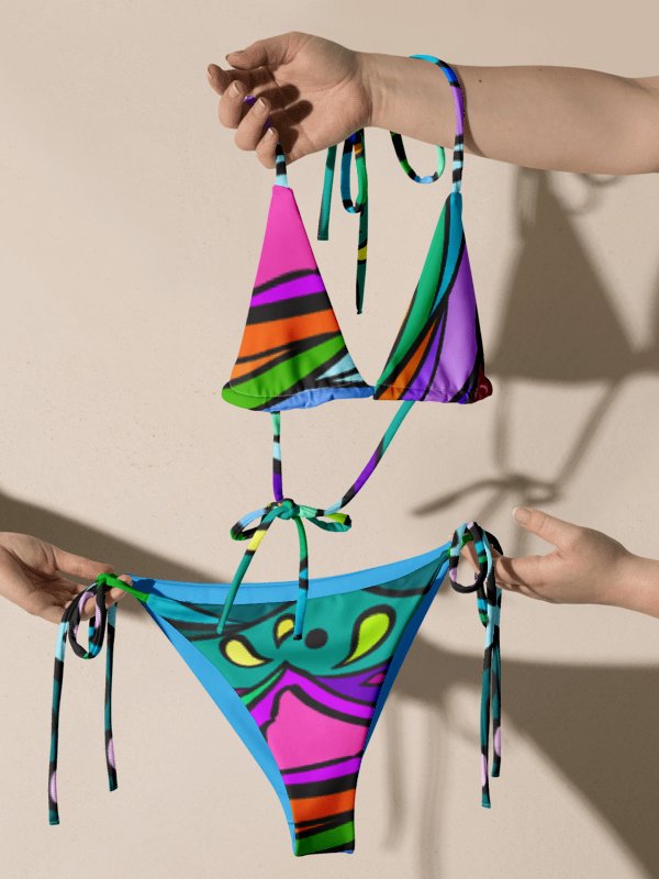 Vibrant Mosaic Dreams String Bikini - Wave at Sunset product image (9)
