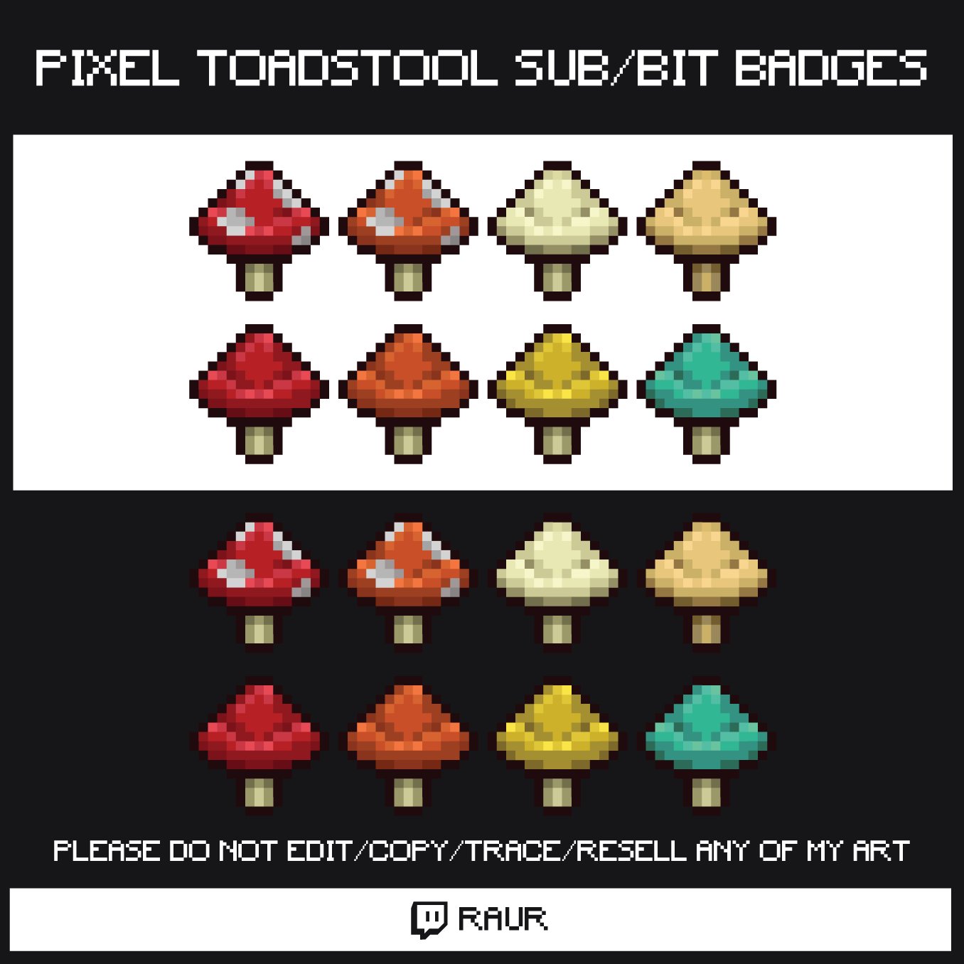 Twitch Pixel Toadstools - Sub/Bit Badges product image (1)