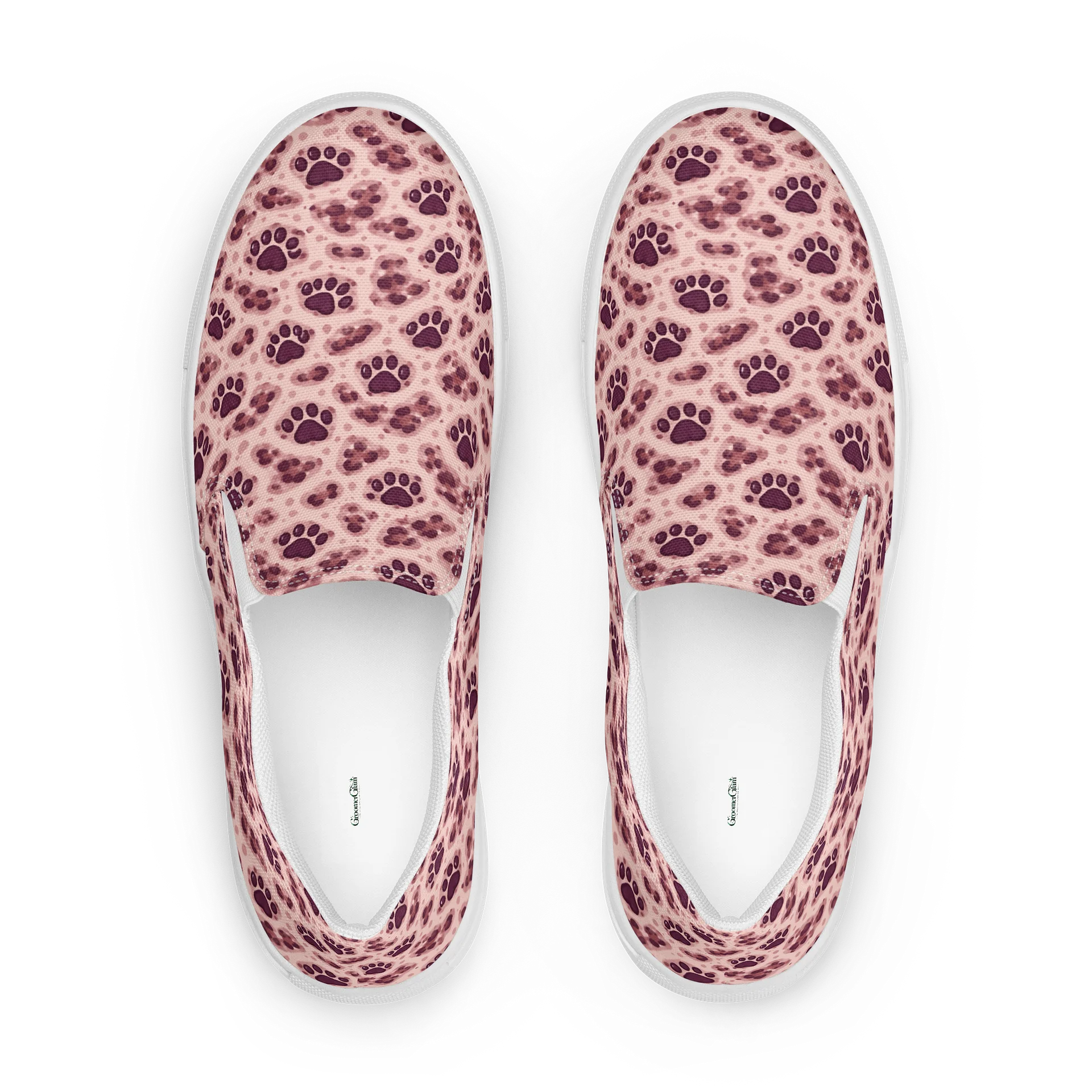 Pink Leopard Paw Print Slip-On Canvas Shoes product image (1)
