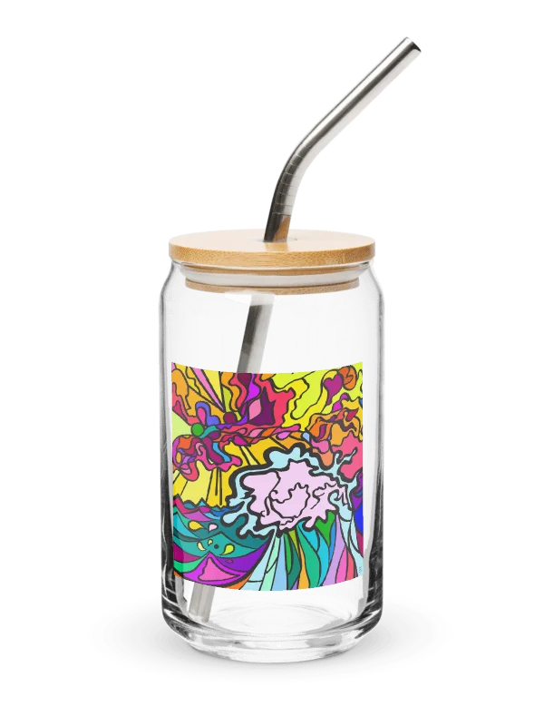 Vibrant Glass Can: A Fusion of Art and Function - Wave at Sunset product image (13)
