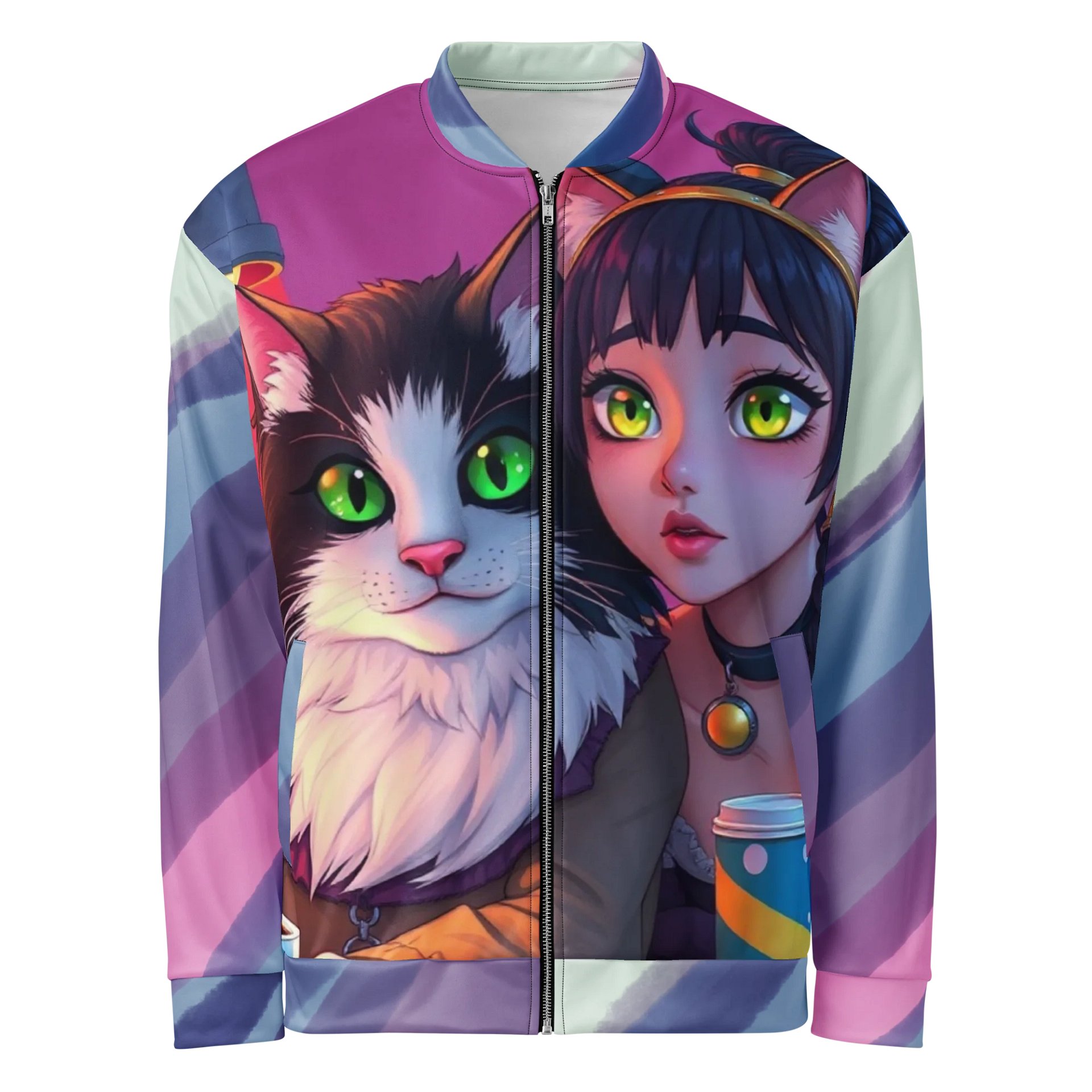 Bomber Jacket-Dual Gaze: Feline Reflections product image (1)