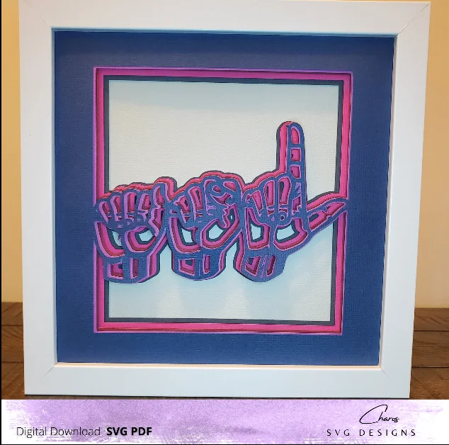 ASL (American Sign Language) 3D Shadow Box SVG Layered Shadow Box Design product image (6)