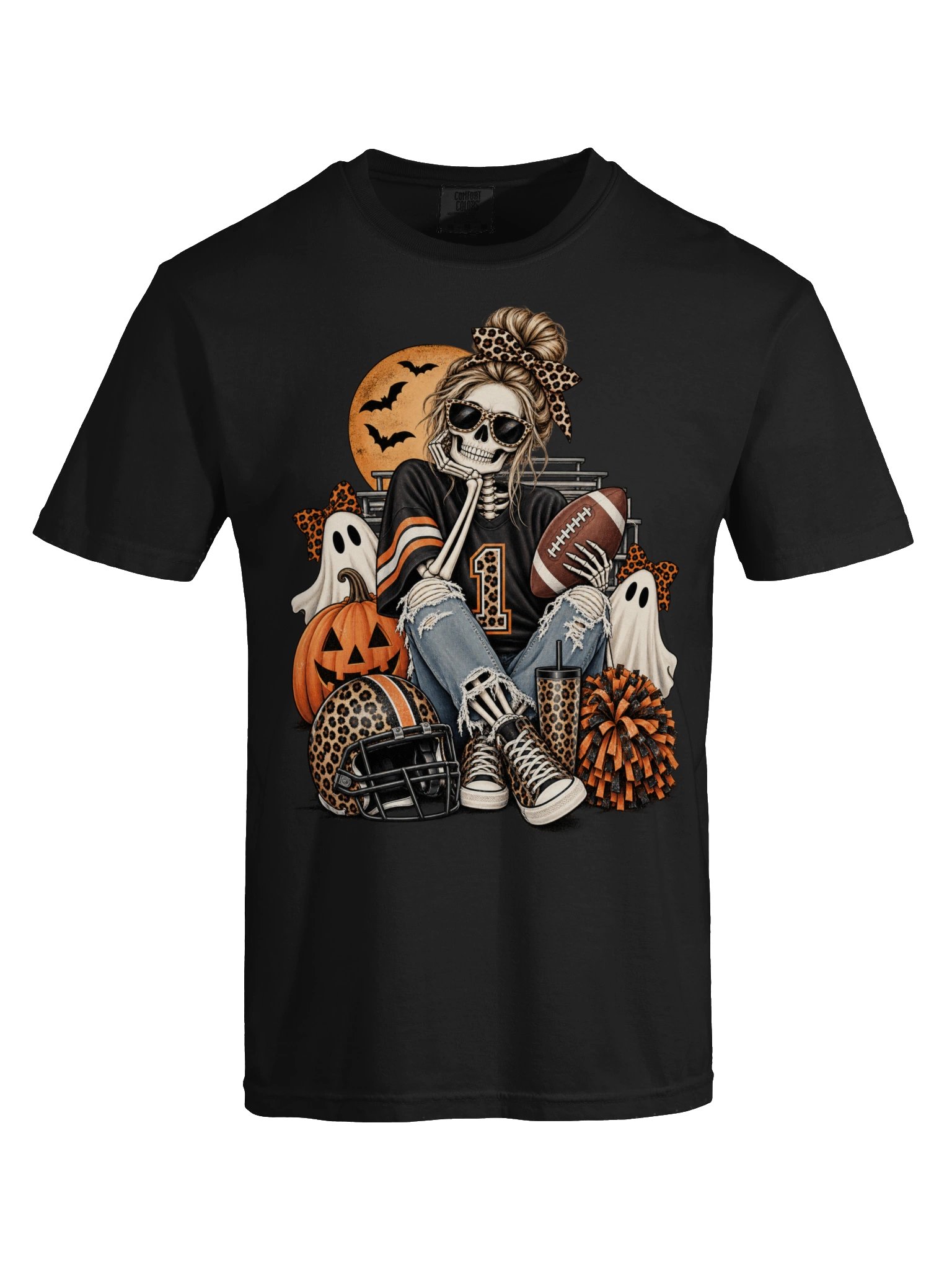 Spooky Football Mom Shirt, Comfort Colors® Tee, Halloween Football Mom Shirt, Skeleton Football Tee, Game Day Mom, Fall Football Shirt product image (3)