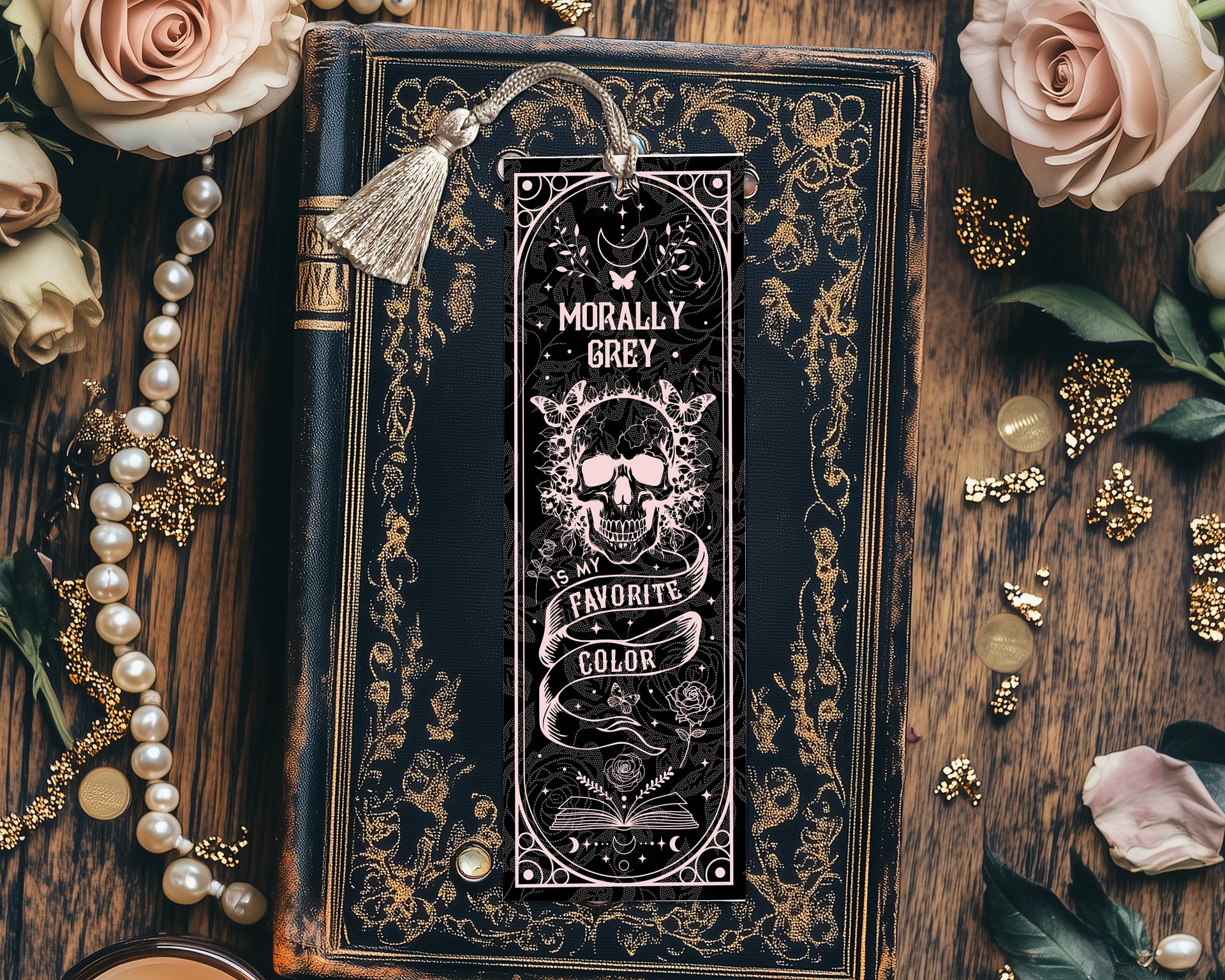 Smut Bookmark Dark Romance Witchy Morally Grey Boho Black Pink PNG, Printable Bookmarks, Smutty Bookish, Digital Download, Gift for Reader product image (4)