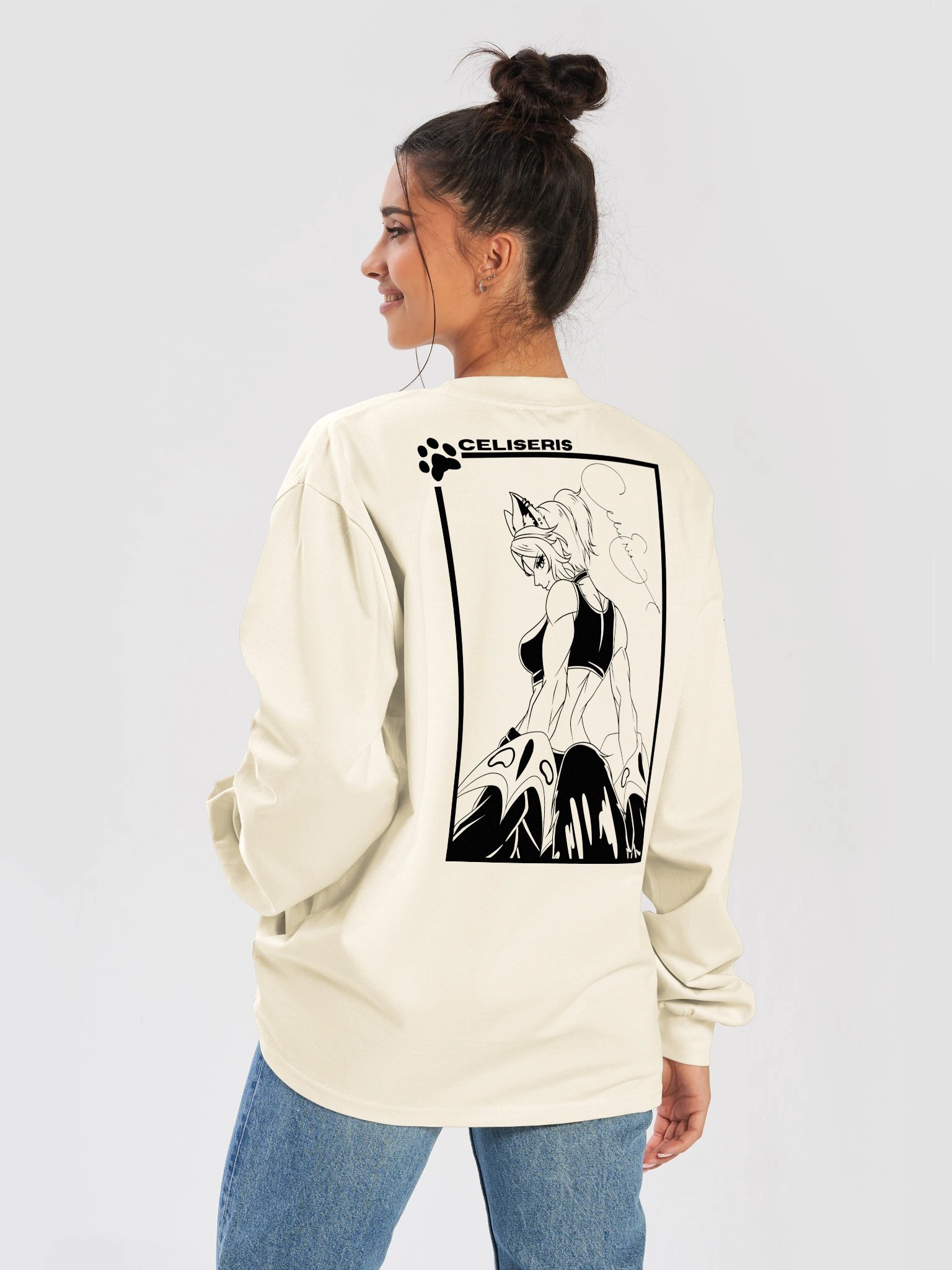 B&W Graphic Pullover (Cream/Dark Green) product image (4)