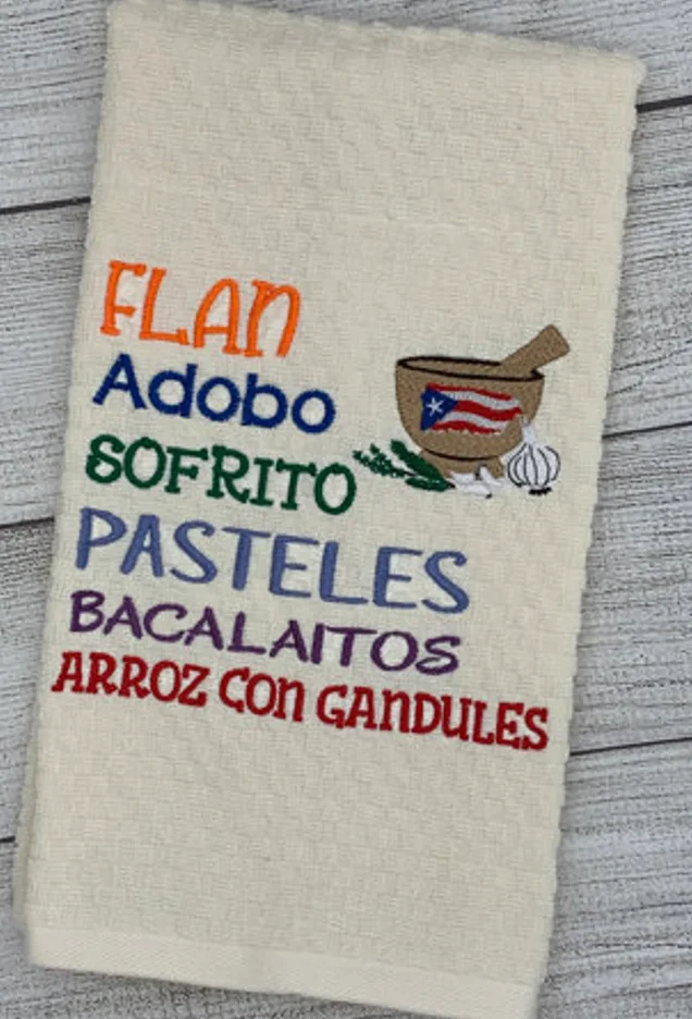 Embroidered Puerto Rican Food Kitchen Towel: Boricua Decor product image (2)