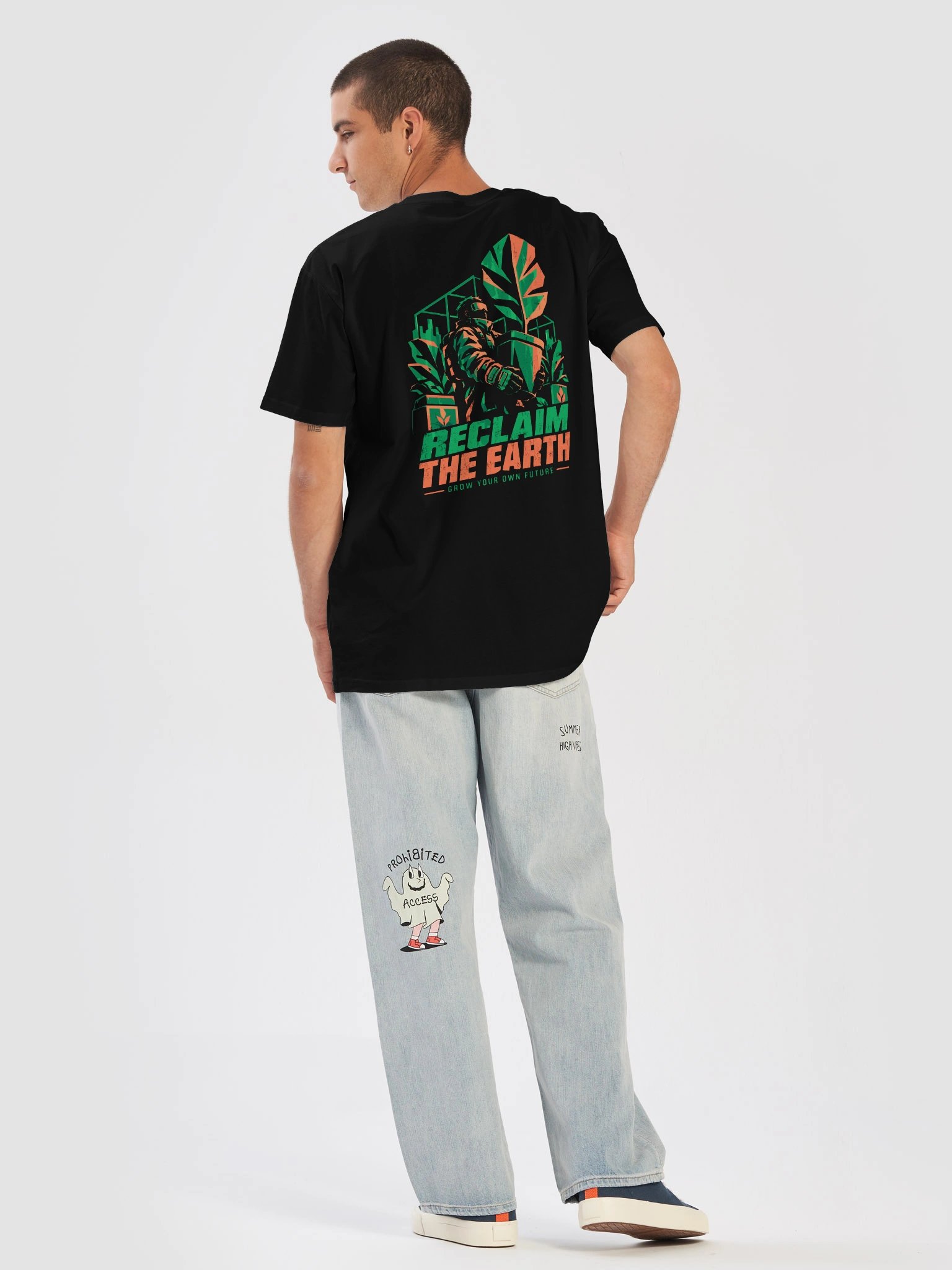 Reclaim The Earth Cyberpunk Solarpunk T-Shirt | Eco Rebel Back Print Graphic Tee product image (2)