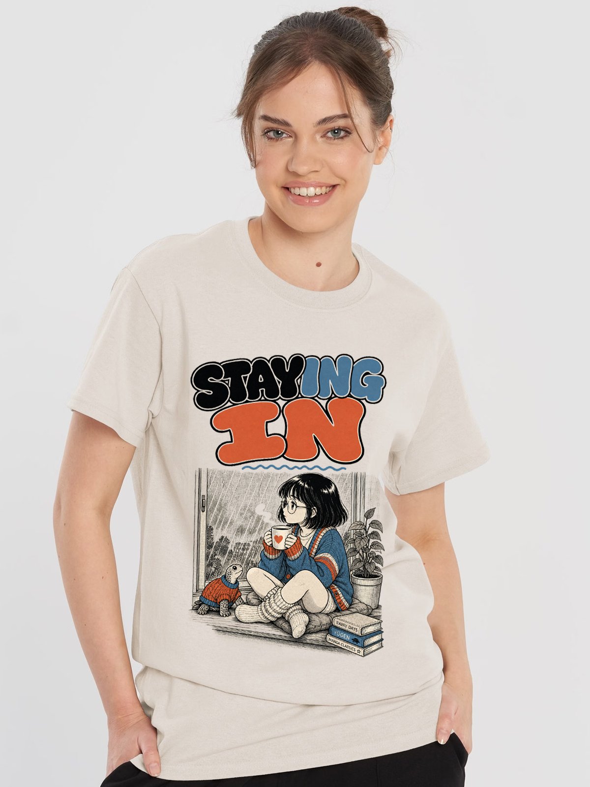 Staying In Cozy Anime Gildan Heavyweight T-Shirt product image (1)