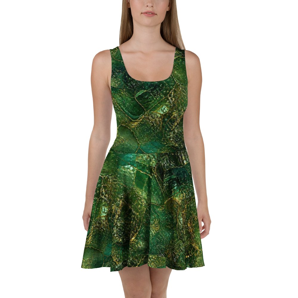 "A522" Emerald Gold Skater Dress product image (2)