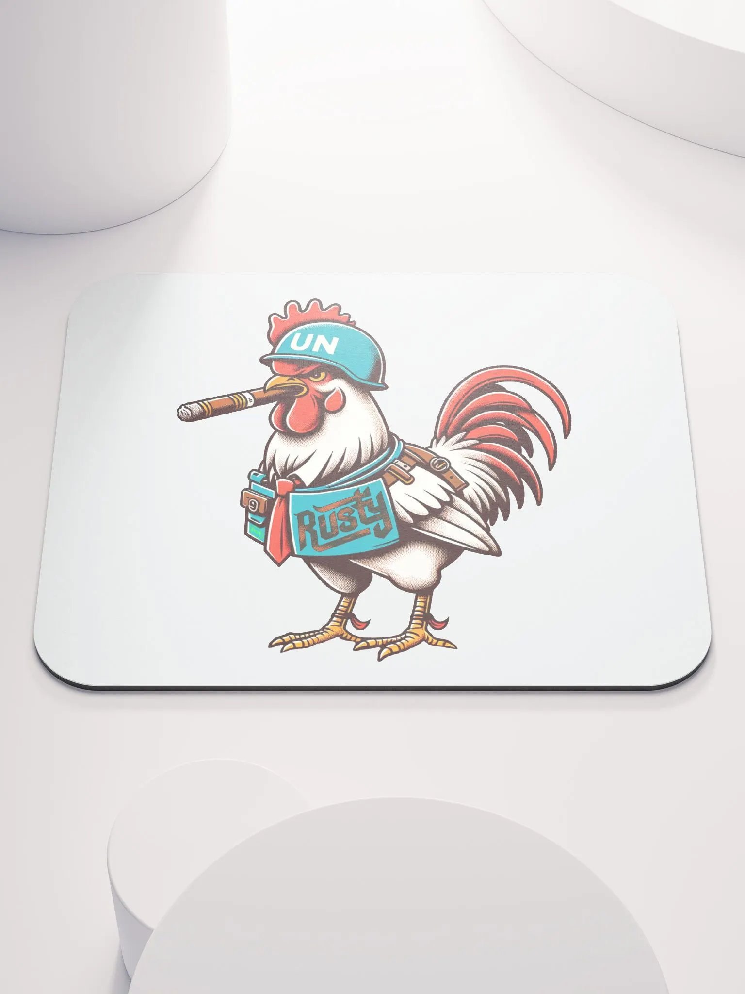 White Rusty the Rooster Classic Mousepad! product image (1)