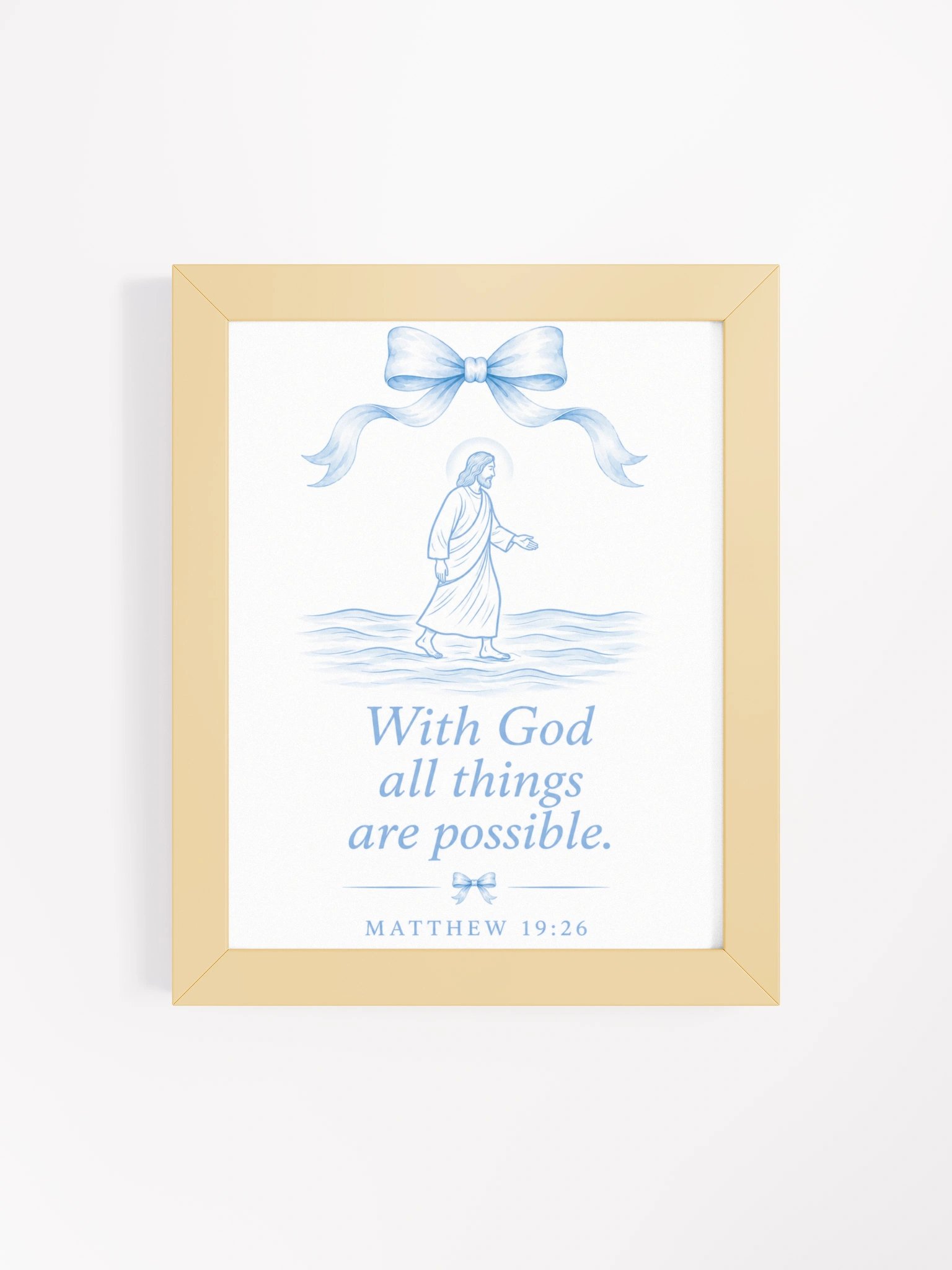 With God All Things Are Possible Matthew 19:26 | Blue Coquette Framed Christian Wall Art product image (4)