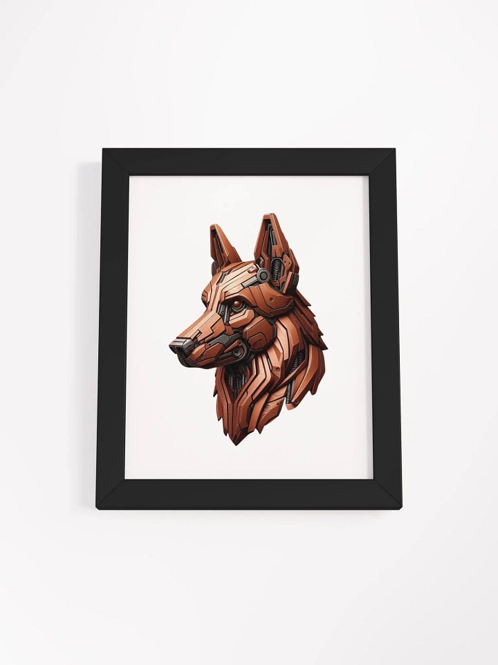 Framed High-Quality Matte Poster (in) | German Shepherd dog iron robot design product image (3)
