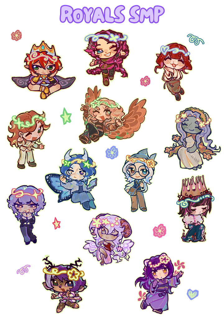 Royals SMP Character Sticker Sheet (Colorful Edition) product image (2)