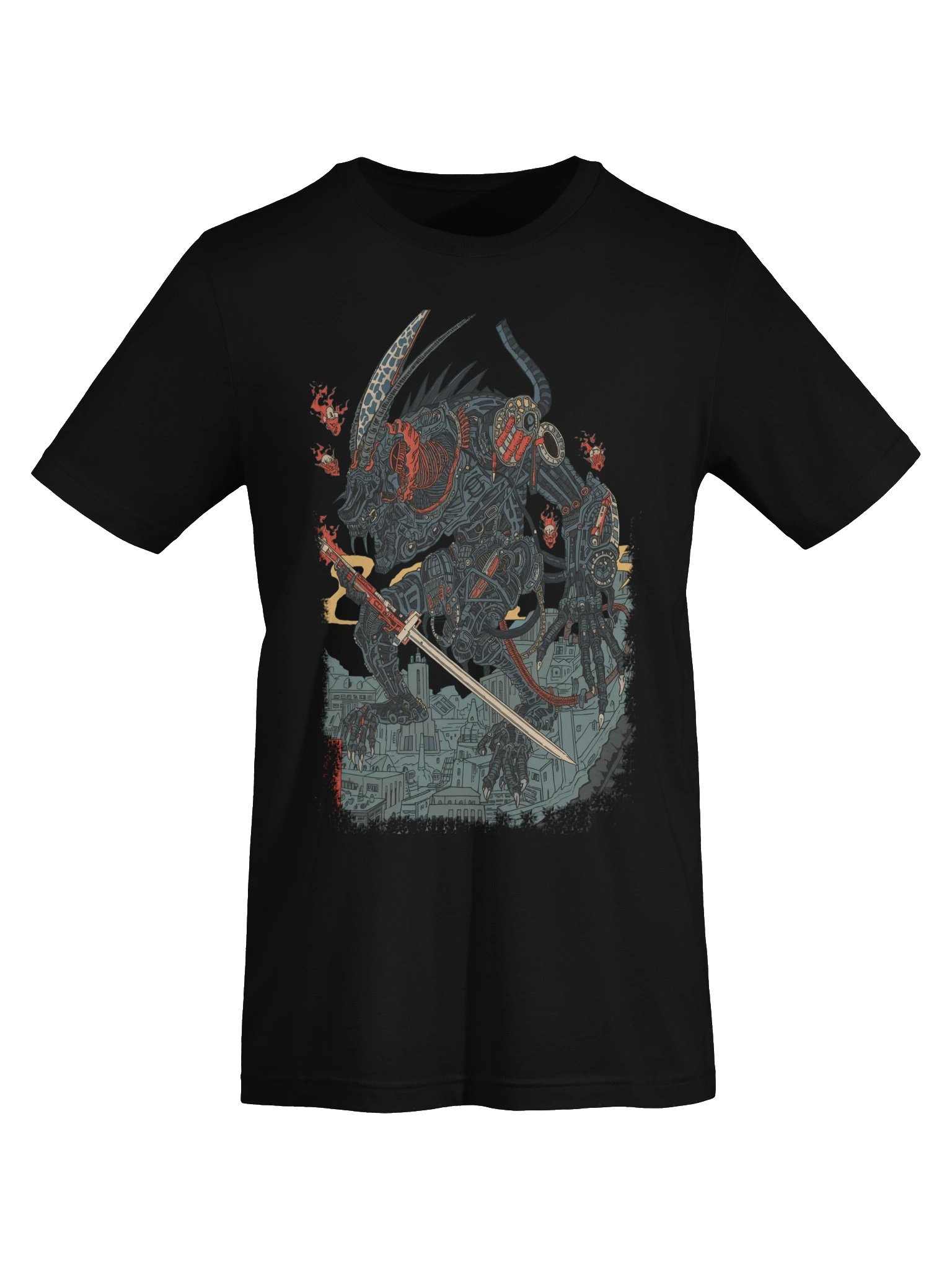 Mecha Demon Over City Lightweight T-Shirt product image (4)