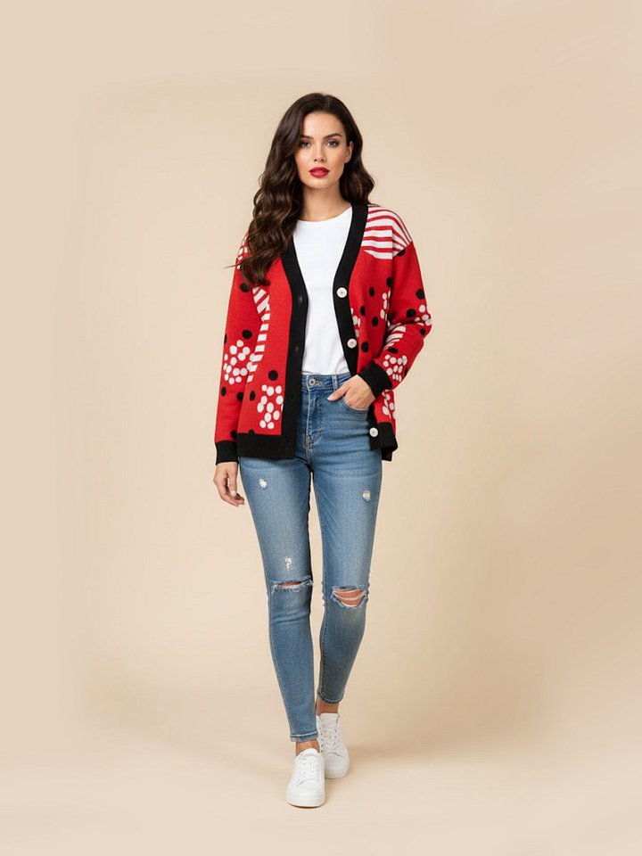 Geometric Fusion Knitted Cardigan product image (1)