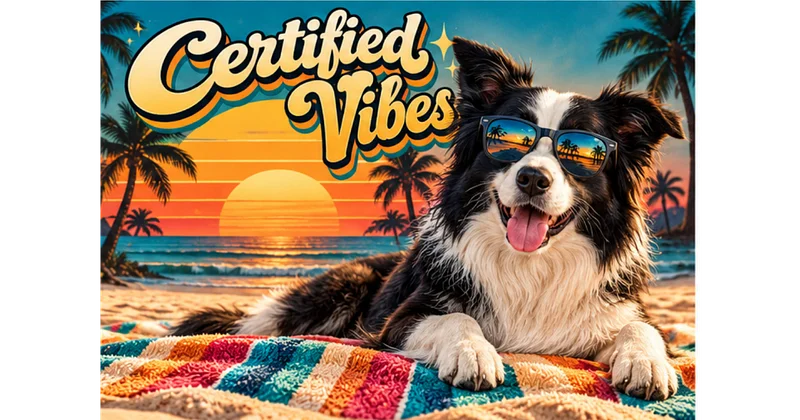 boy border collie with sunglasses on the beach tshirt