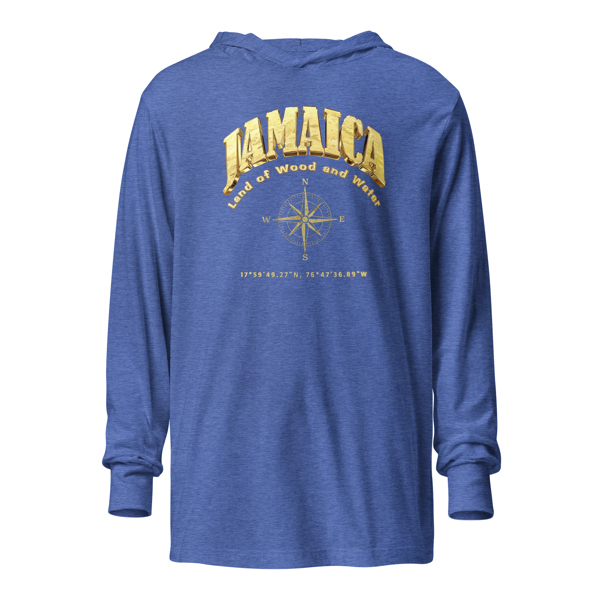 Compass - Jamaica - Vintage Gold | Unisex Hooded Long Sleeve Tee | 5 Colors product image (3)