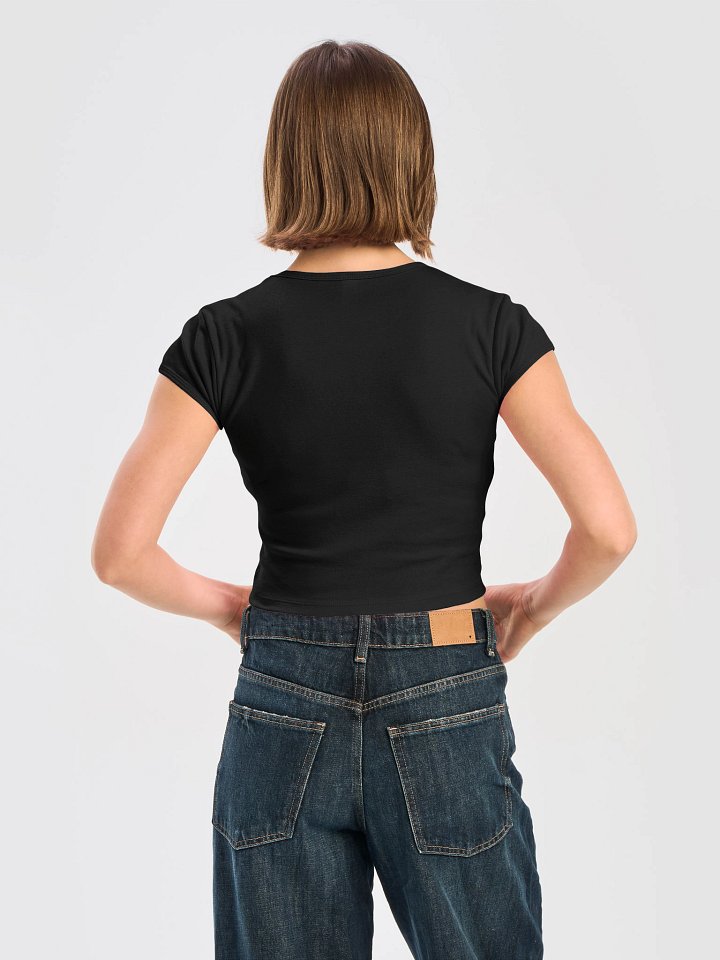 KSQD Logo Women’s Ribbed Baby Tee Crop Top product image (2)