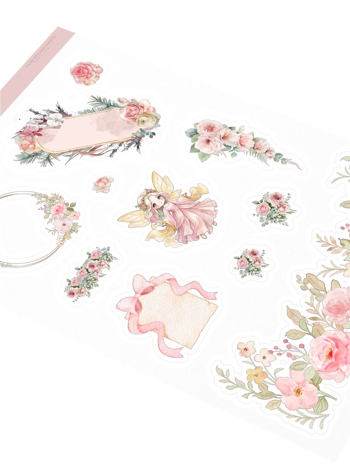 Blush Rose Fairy Watercolor Kiss-Cut Sticker Sheet product image (2)