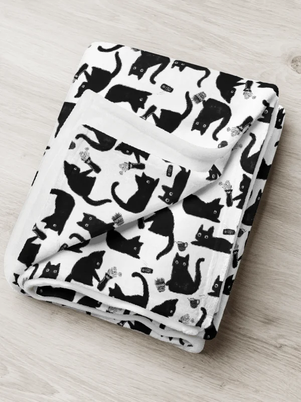 Bad Cats Knocking Stuff Over Throw Blanket – Funny Cat Lover Blanket product image (3)