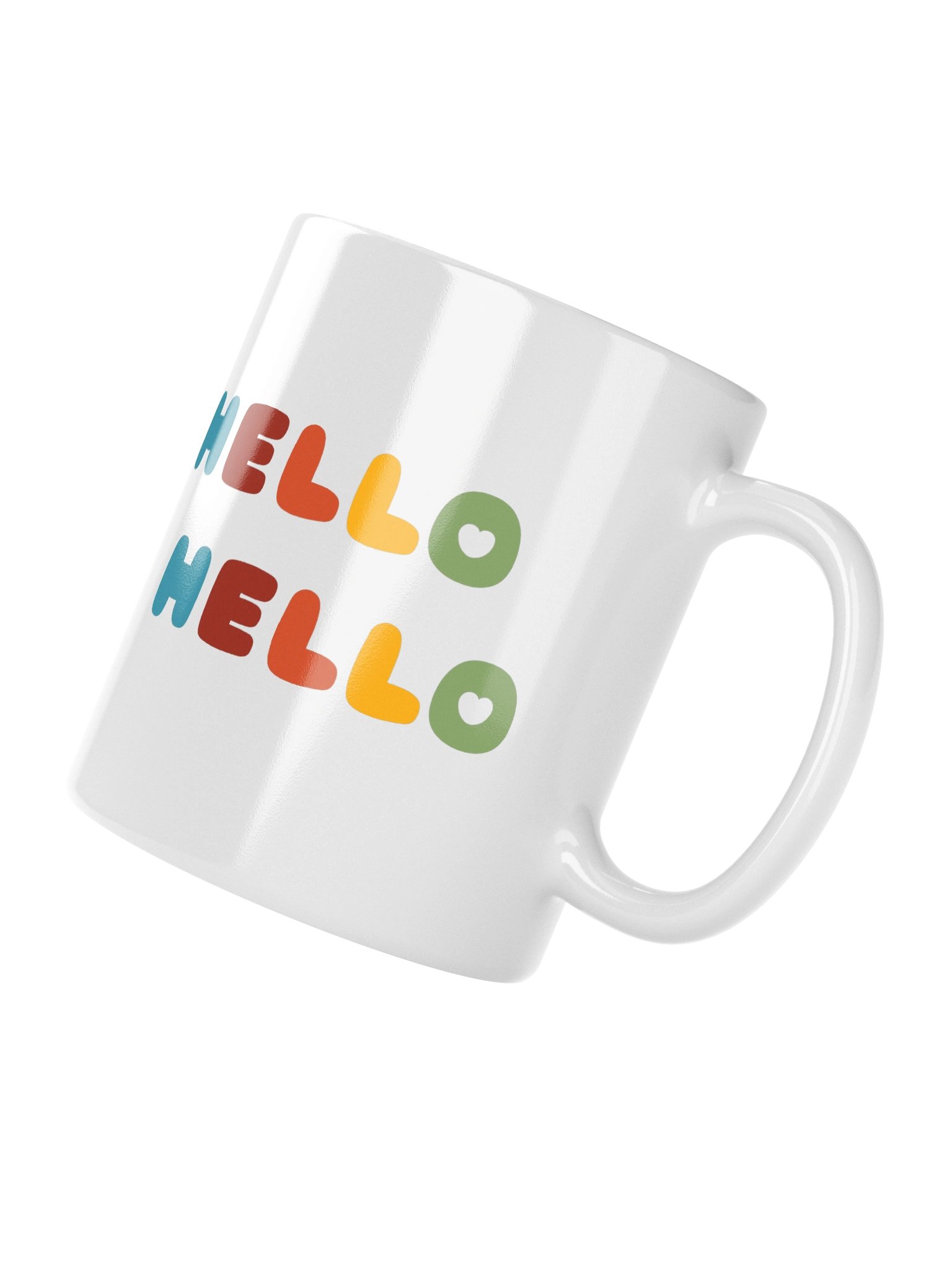 Hello Hello (Rainbow Text) White Glossy Mug product image (4)