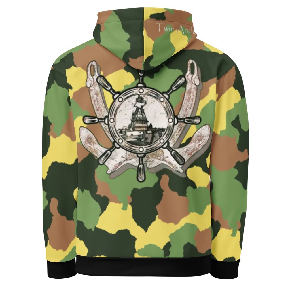 2 Anchor - Ship wheel & Tug CE (Green Camouflage) – Performance Marine Wear | Twin Anchor Apparel North Current Line product image (1)