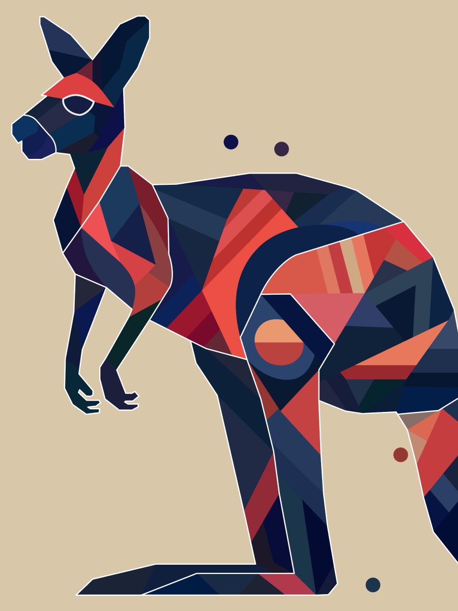Free Geometric Kangaroo PNG Art - Transparent Background, Low Poly Marsupial Illustration product image (1)