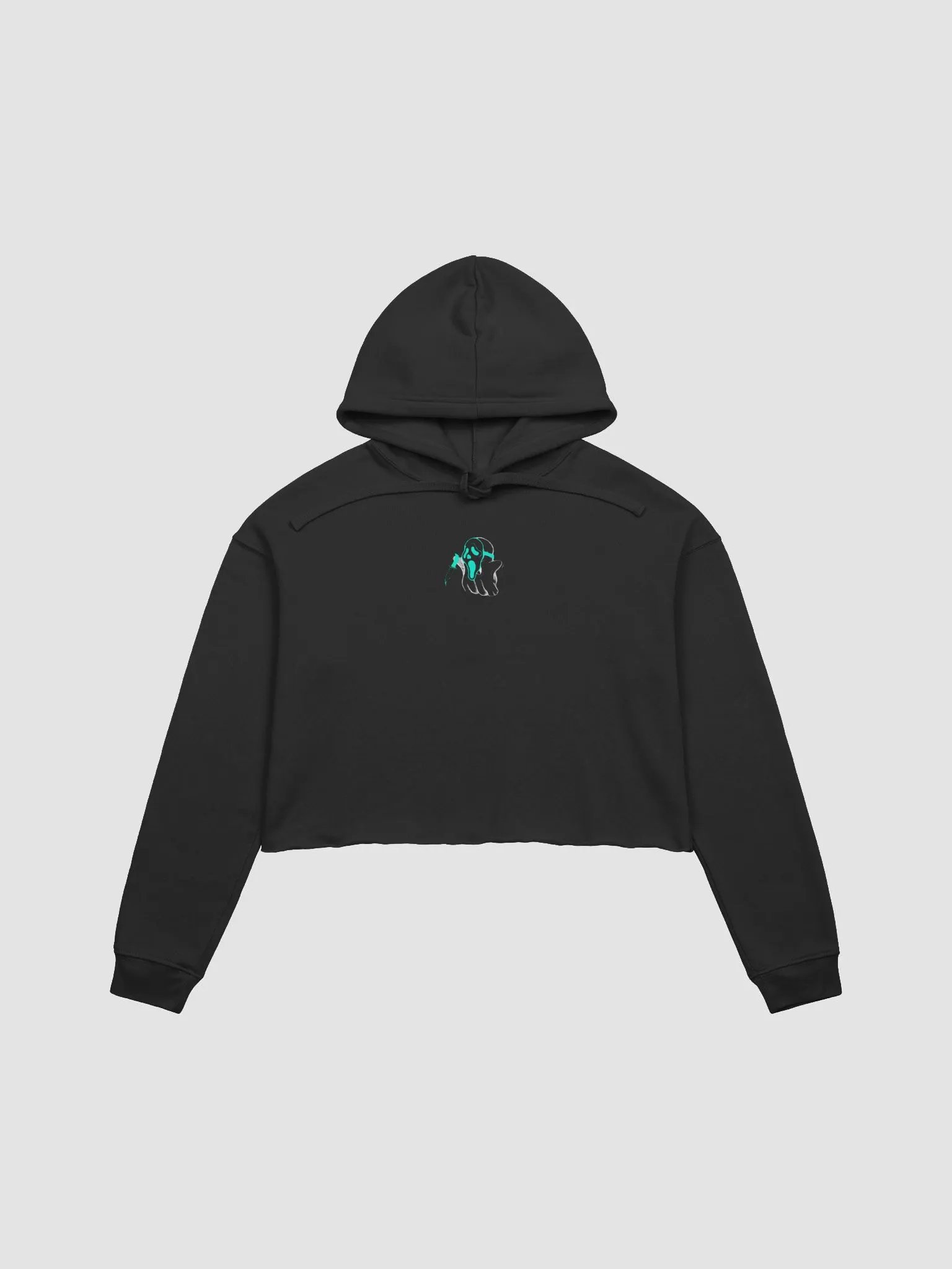 Cyan Scream Gh0stie Crop Hoodie- Black product image (1)