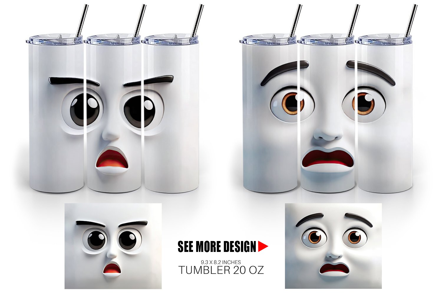 Cartoon Face Stainless Steel Tumbler product image (2)