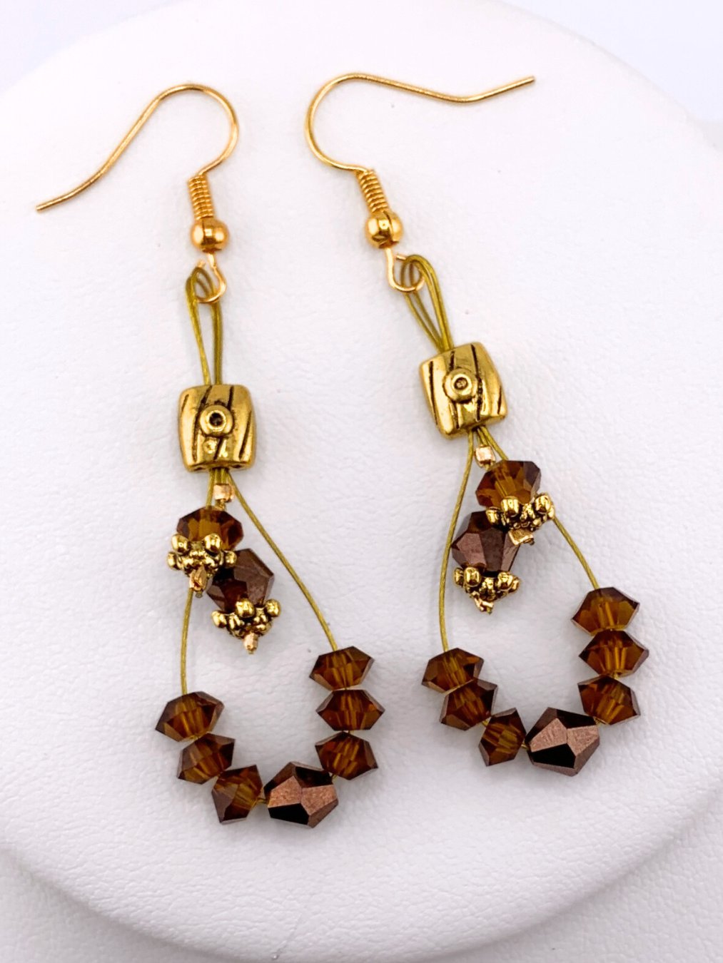 Bronze and Gold Crystal Loop Earrings product image (1)