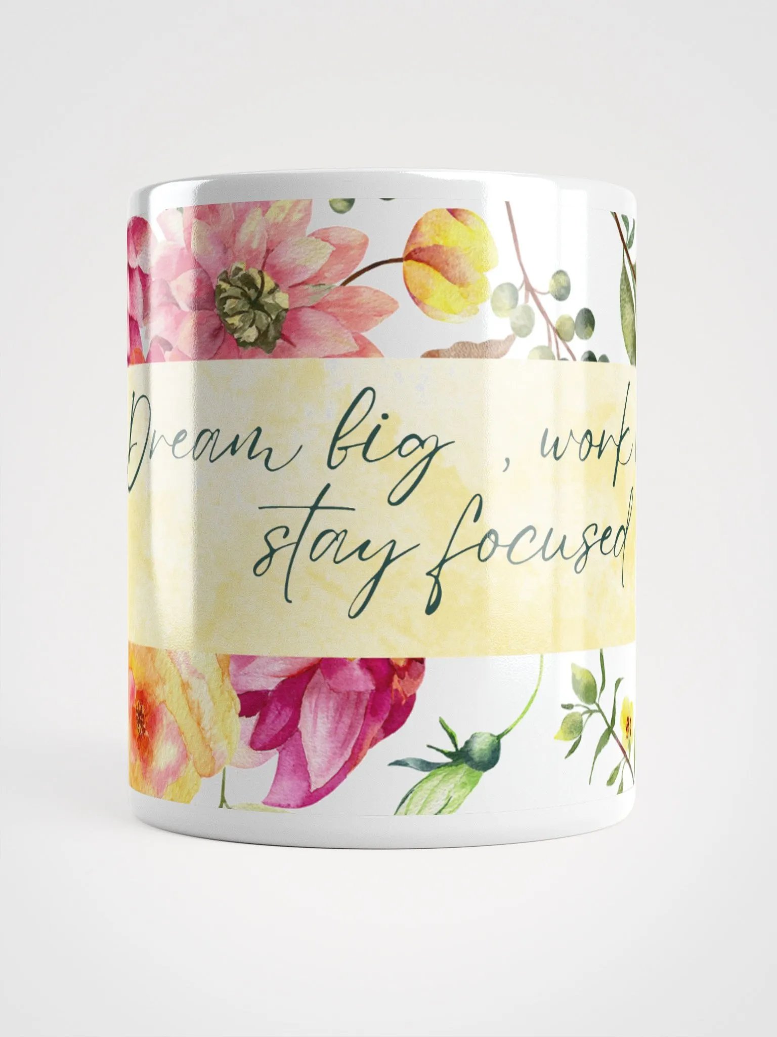 Floral Motivation White Glossy Mug product image (1)