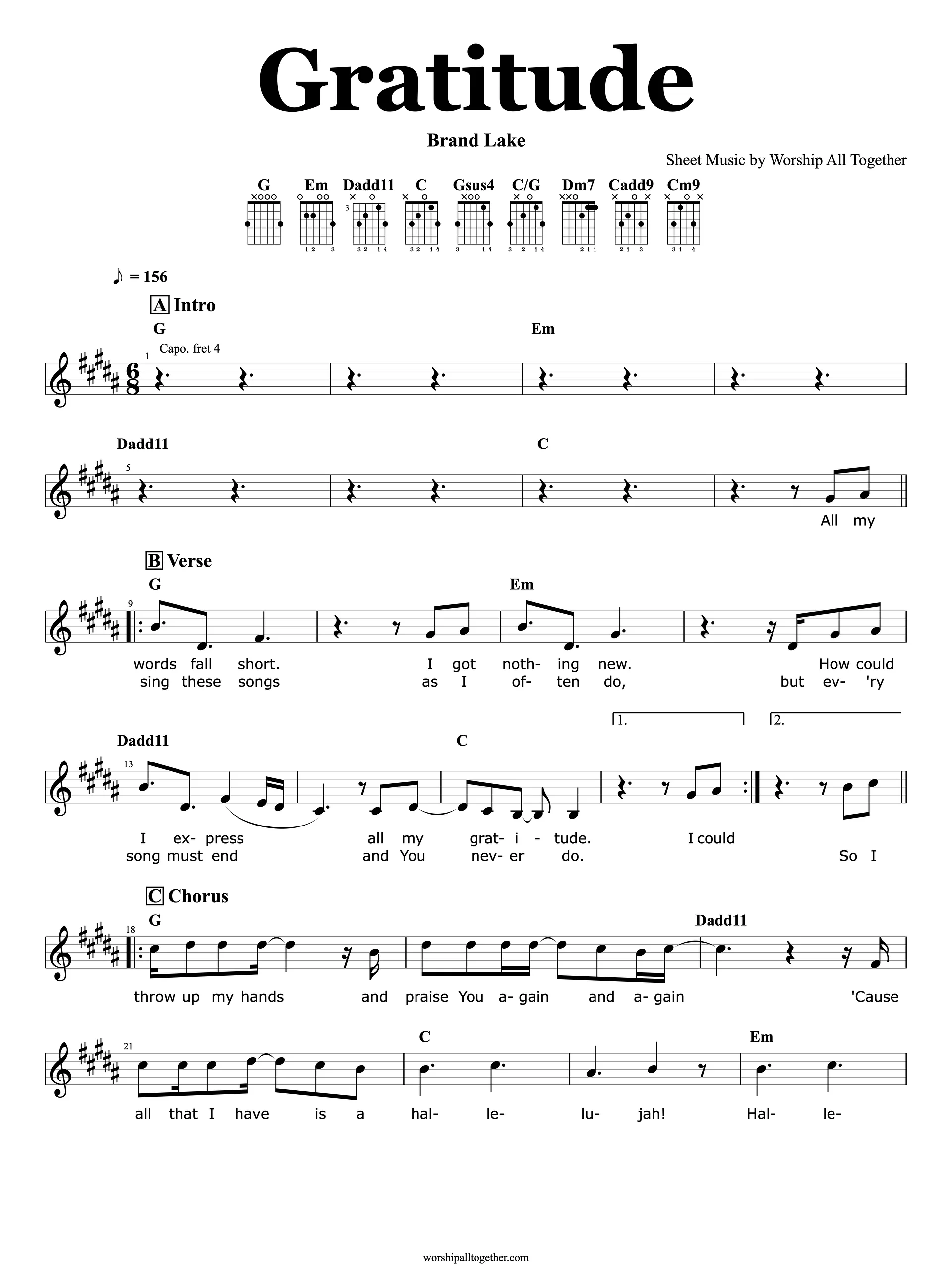 Gratitude - Brandon Lake | Sheet Music, Chord, Lyrics product image (1)