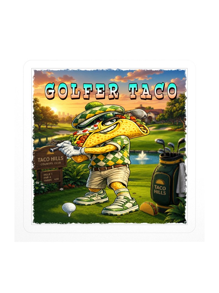 Golfer Taco Kiss Cut Sticker - The Taco Family product image (1)