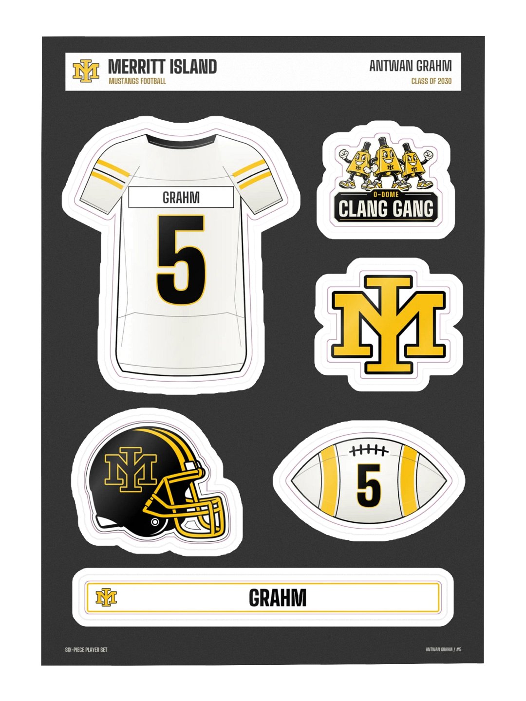 Antwan Grahm #5 — Mustangs Sticker Sheet
