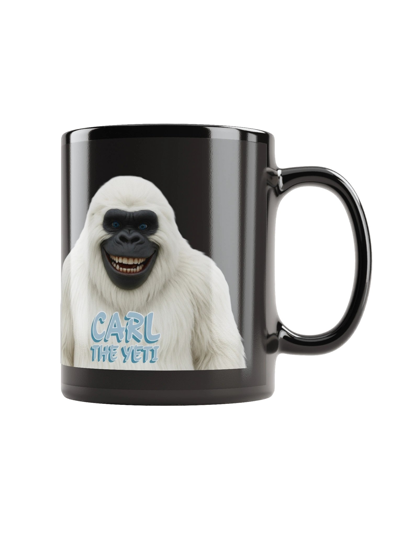 Carl the Yeti Black Glossy Mug product image (2)