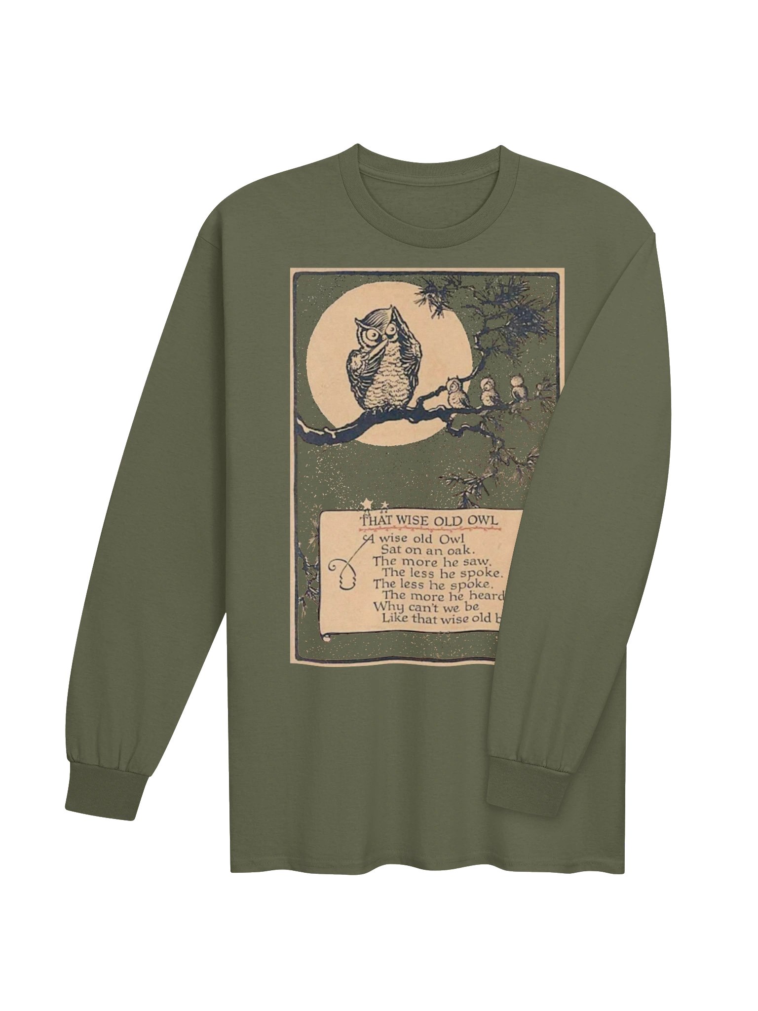 WISE OLD OWL Poem Unisex Cotton Long Sleeve Shirt product image (4)