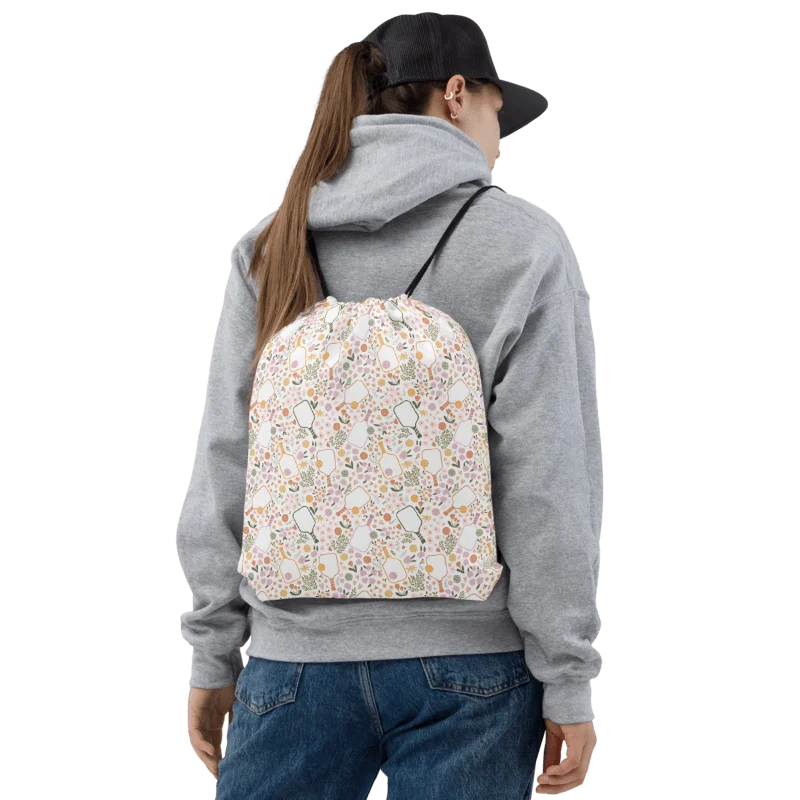 Floral Pickleball Drawstring Backpack product image (1)