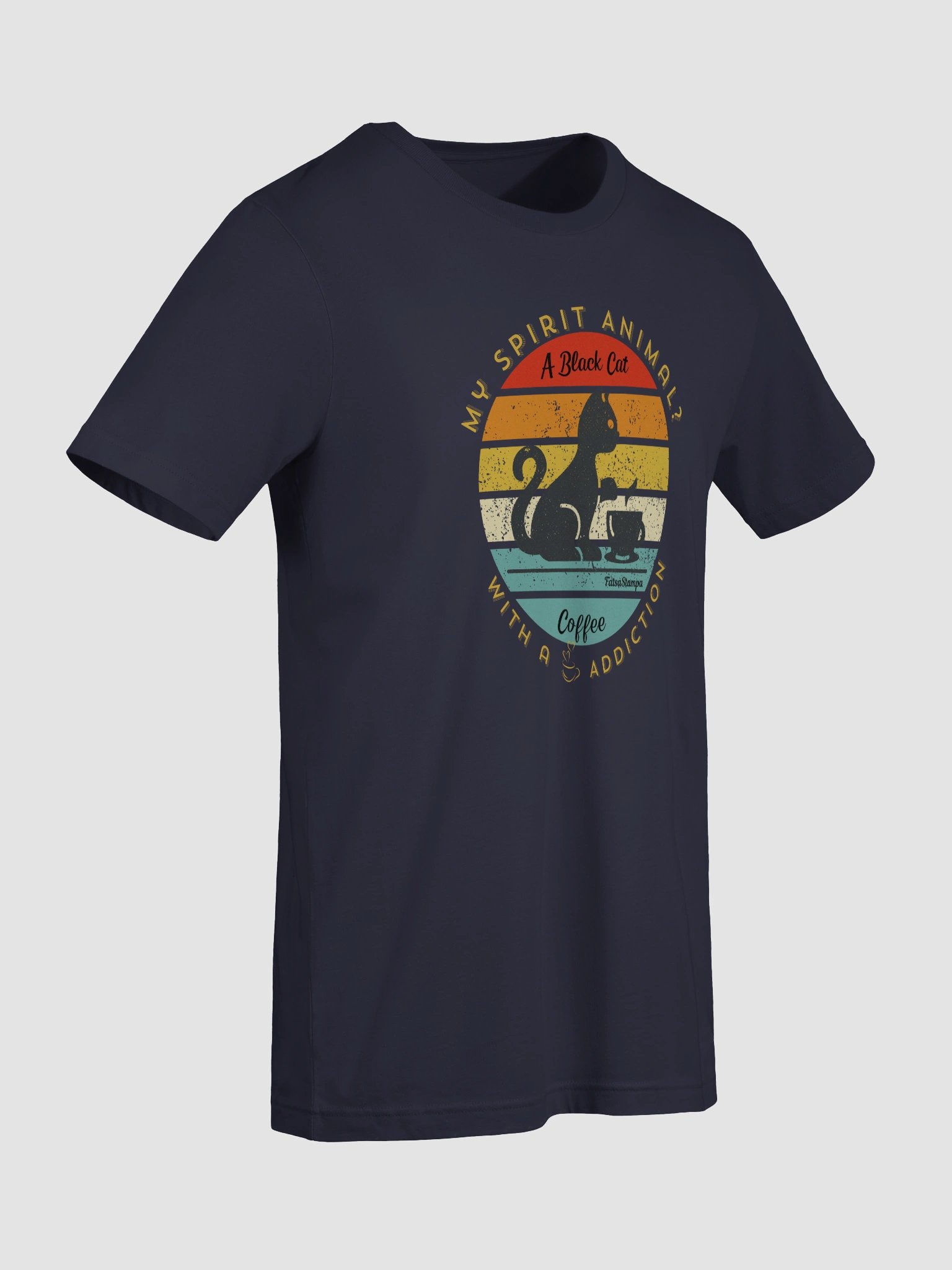 My Spirit Animal? A Caffeinated Black Cat” Retro Sunset Tee product image (10)