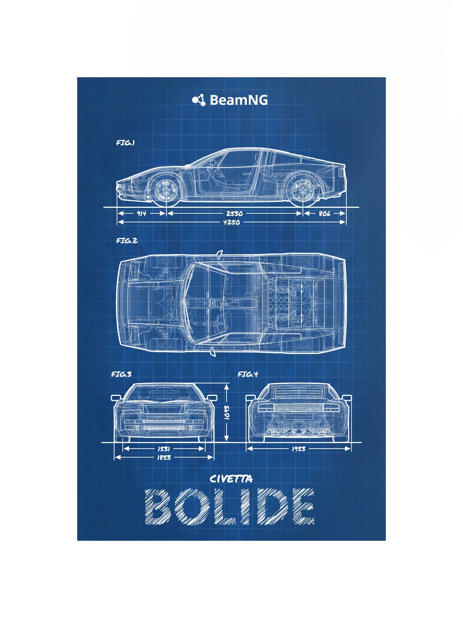 Civetta Bolide Blueprint Poster product image (1)