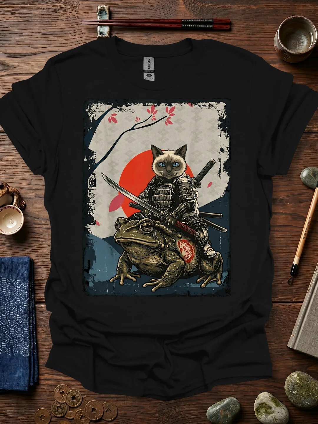 Siamese Cat Frog Samurai T-Shirt product image (11)