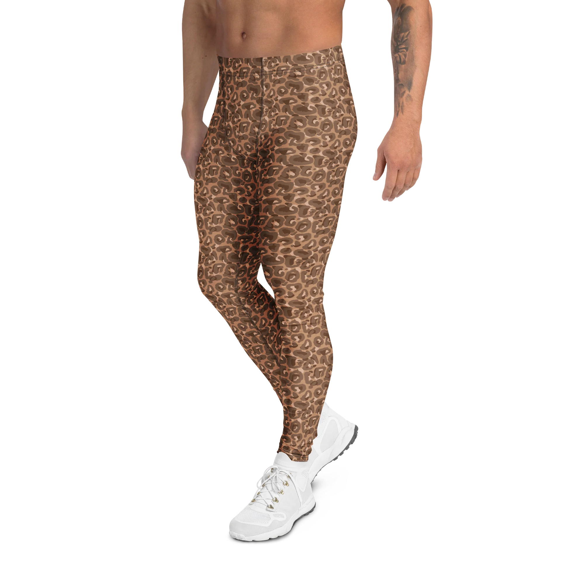 Comfortable Mens Leggings Bold Brown Leopard Print product image (4)