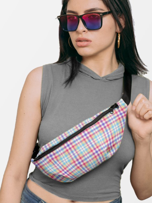 Purple, Pink, and Blue Plaid Fanny Pack product image (1)