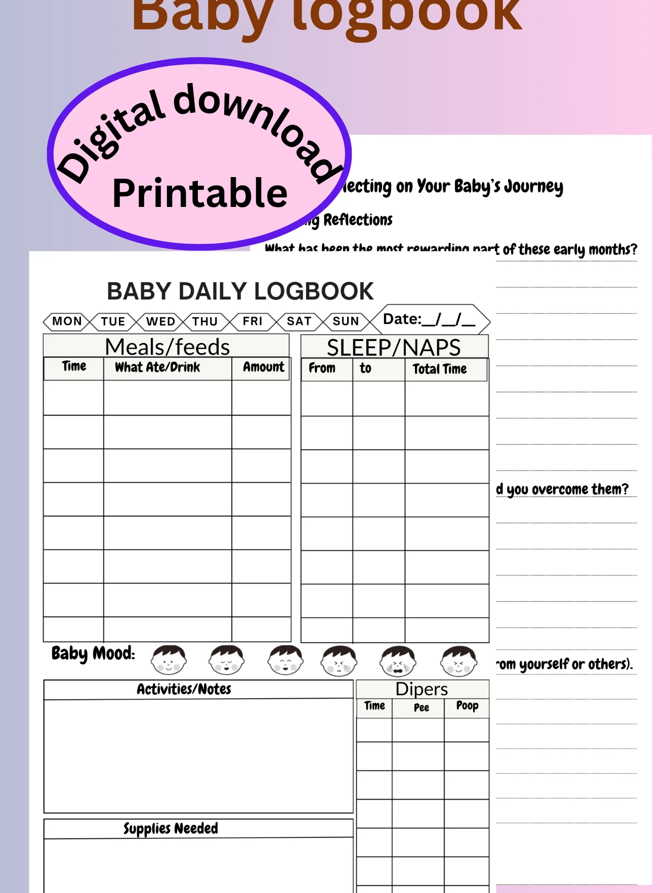 All-in-One Baby Tracker | printable | Baby Routine Record | Feed, Change & Sleep Log |Infant Care Tracker | Daily Baby Organizer| Little One product image (1)