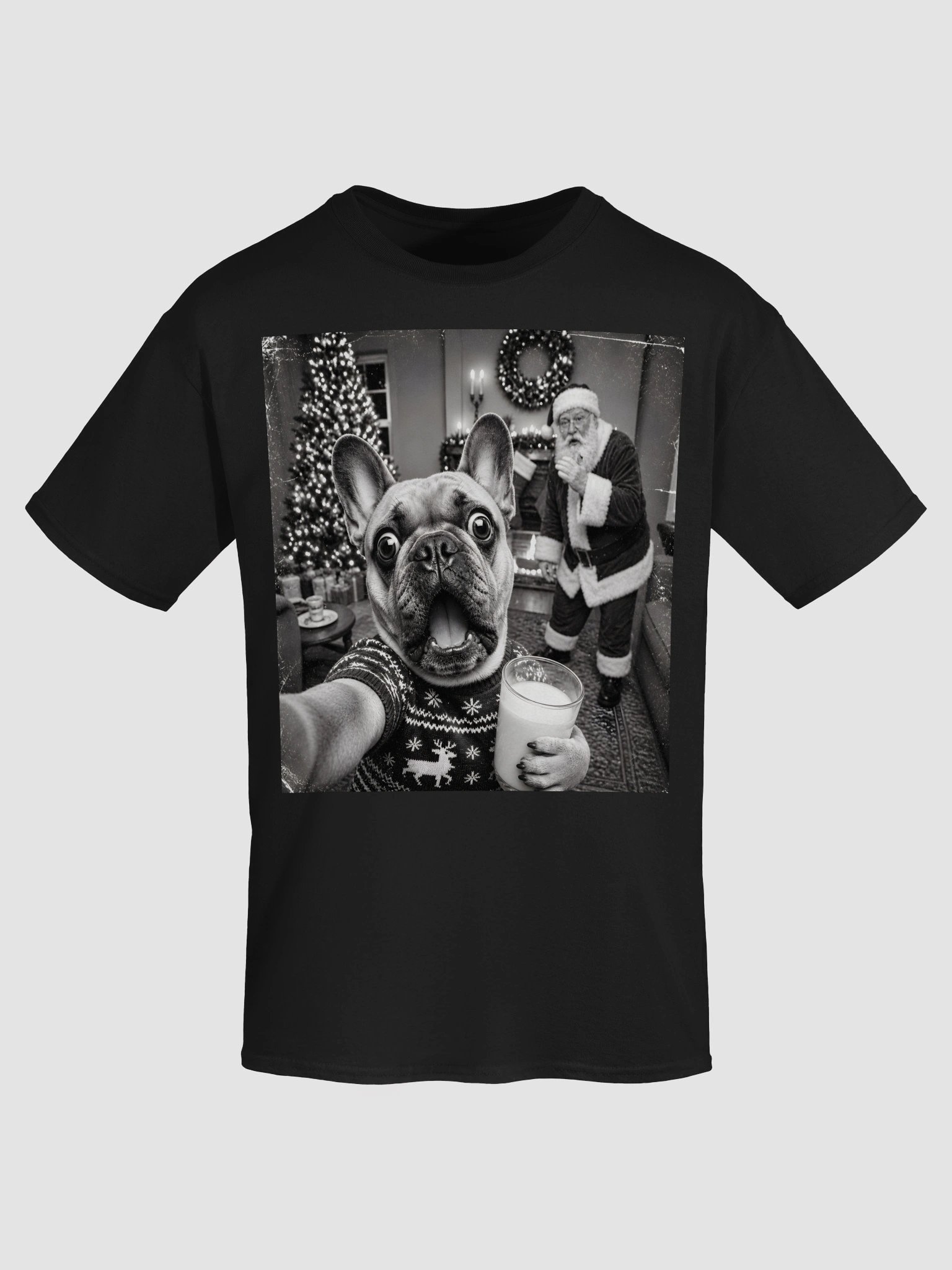 French Bulldog Christmas Selfie Shirt - Funny Santa & Dog Xmas T-Shirt product image (2)