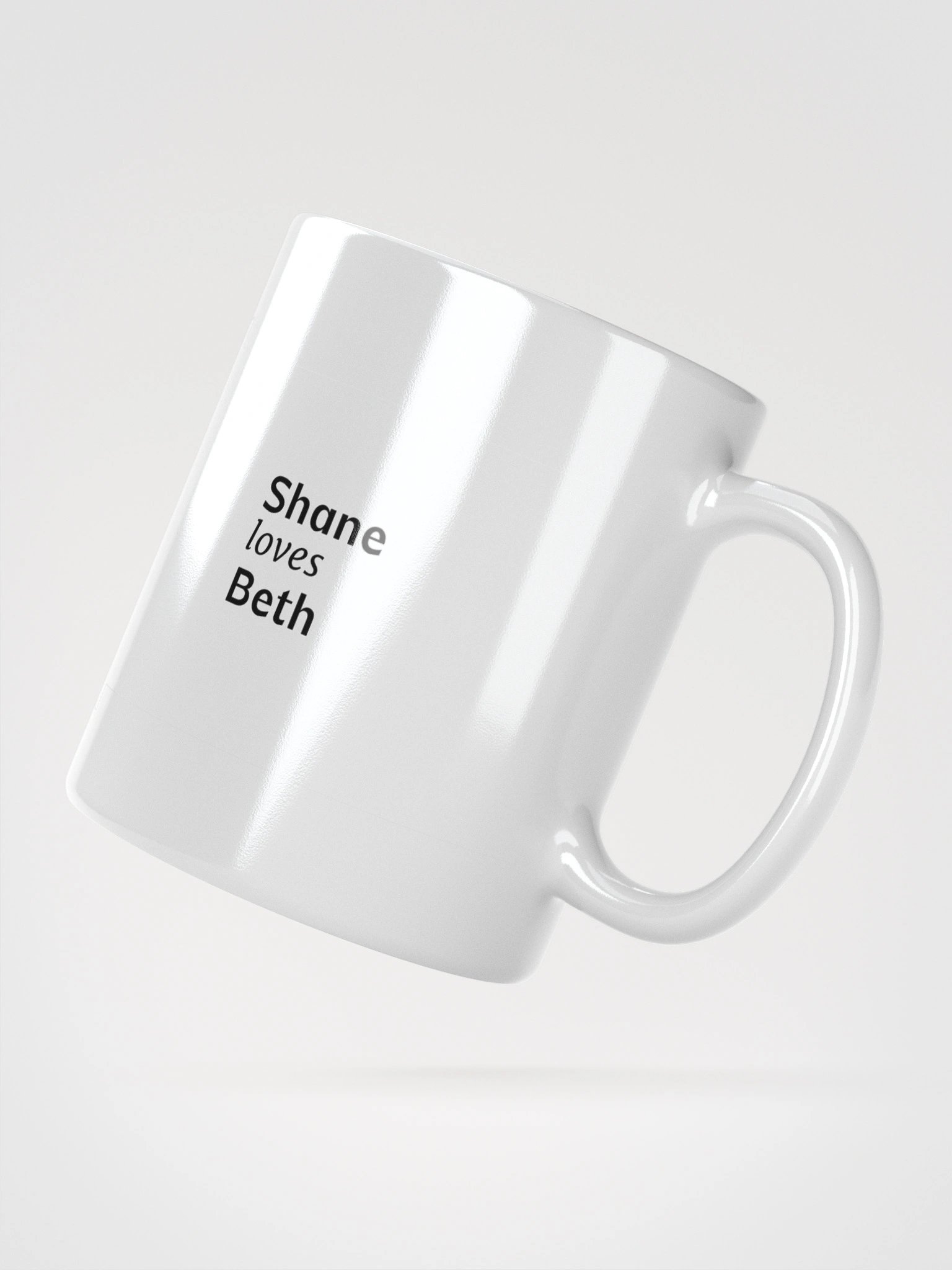 White Ceramic Coffee Cup - Shane loves Beth product image (2)