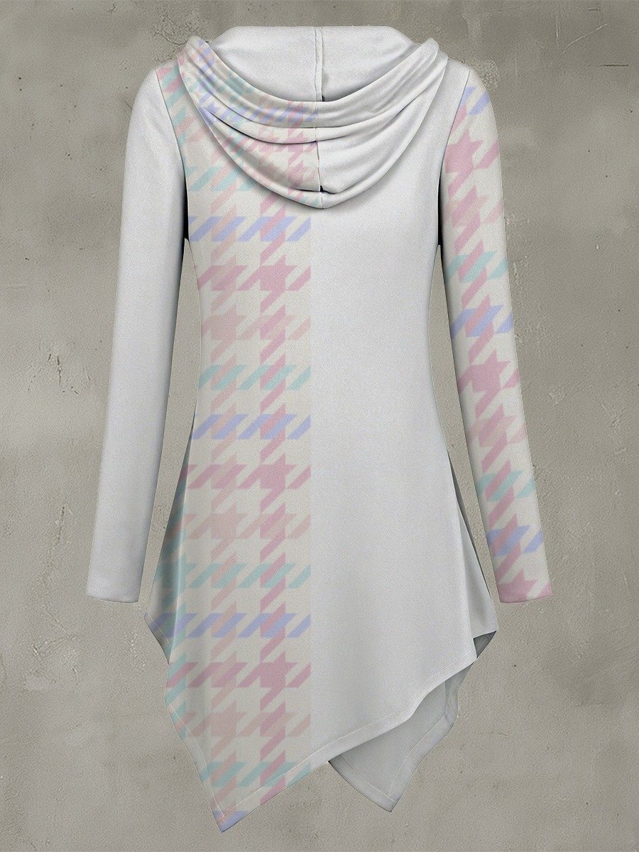 Pastel Houndstooth Crossover Longline Hoodie product image (2)